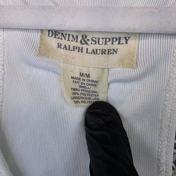 Denim & Supply Ralph Lauren Dress Womens Medium White Crochet Racerback Lined - Picture 3 of 11